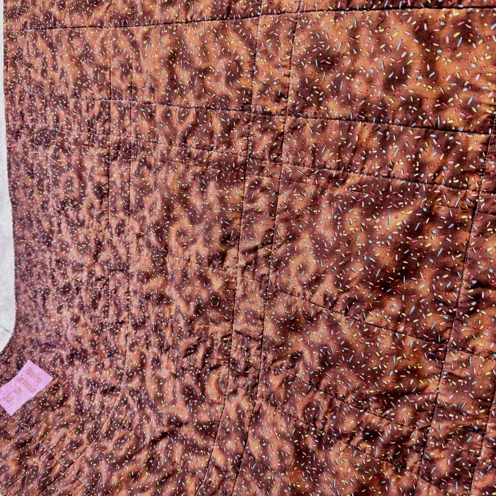 Quilt Breast Cancer‎ Awareness Handmade Ribbons of Hope Signed Brown Pink 60x42
